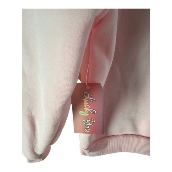 Lucky You Pink “Sleigh All Day” Reindeer Christmas Sweatshirt Pullover Girls Siz - Picture 3 of 3